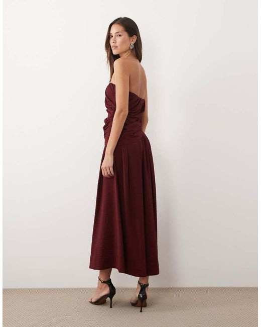 ASOS Purple Drape Front Bandeau Midi Dress