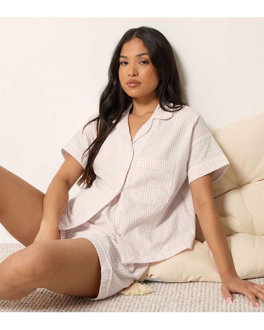 PixieGirl Natural Petite Stripe Short Pyjama Set