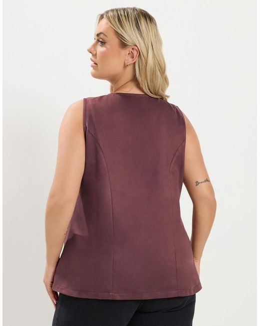 Yours Clothing Purple Suedette Waistcoat