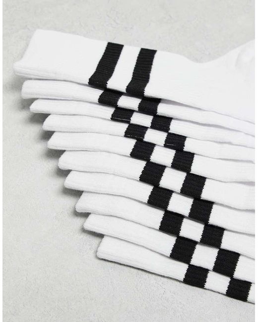 Pack De 5 Pares De Calcetines Deportivos Blancos Con Rayas Negras De ASOS de hombre de color White