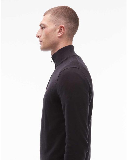 Tommy Hilfiger Black Essential Cotton Half Zip Jumper for men