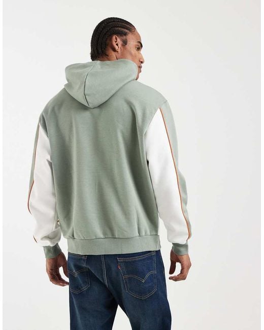 ASOS Gray Relaxed Fit Printed Hoodie With Cut And Sew Panels for men