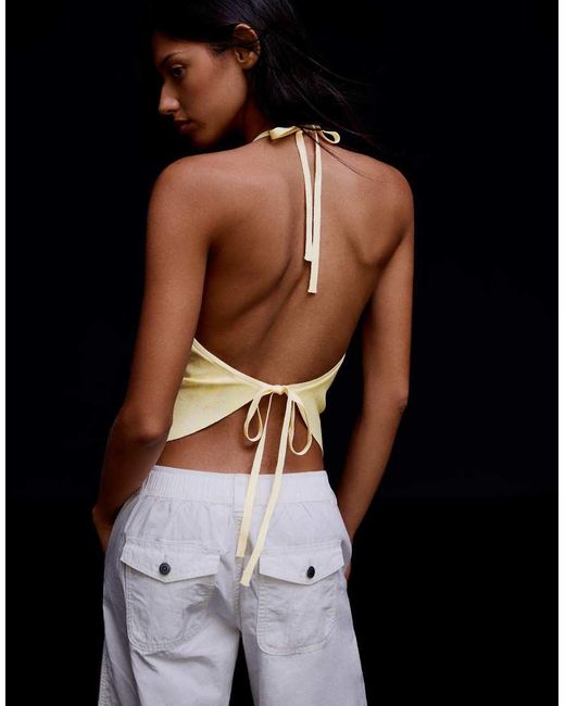 Bershka Black Draped Halter Top