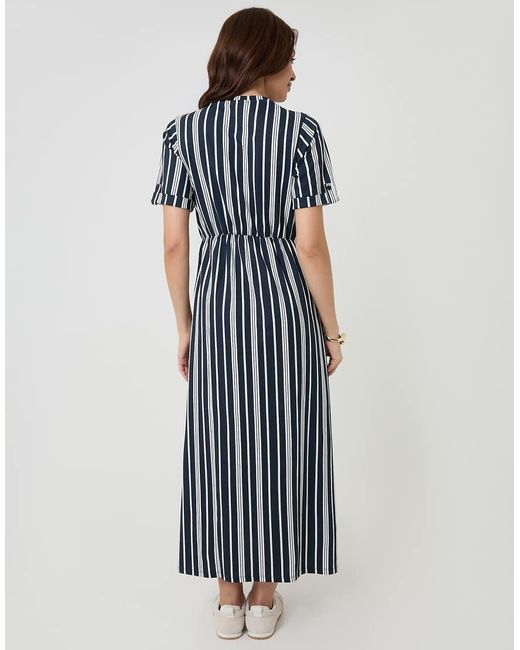 Threadbare Blue Crew Neck Jersey Midi Dress With Patch Pockets