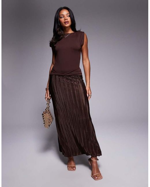 ASOS Purple Hybrid Plisse Twist Detail Maxi Dress