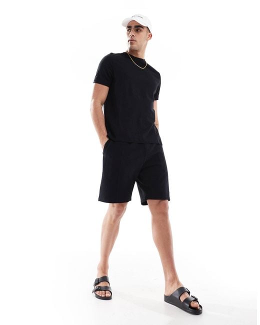 Bershka – strukturierte shorts in Black für Herren
