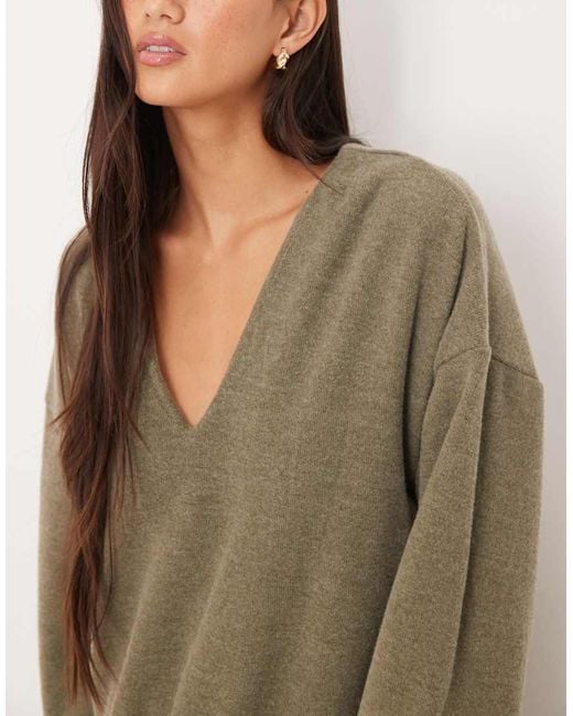 ASOS Green Supersoft V Front Dropped Waist Mini Dress