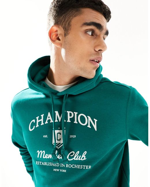 Sudadera oscuro con capucha y estampado en la espalda Champion de hombre de color Green