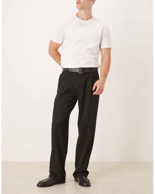 SELECTED – locker geschnittene hose in Black für Herren