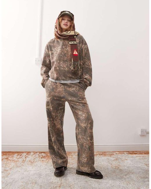 Weekday Green Davina Co-ord Oversized joggers With Distressed Tie Dye Print