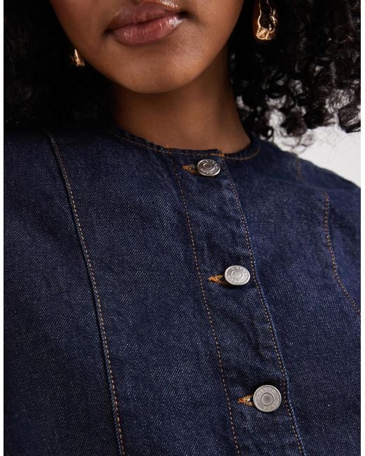 ASOS Blue Denim Button Up Short Sleeve Top
