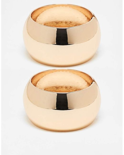 Reclaimed (vintage) Set Van 2 Oversized Armbanden in het Natural