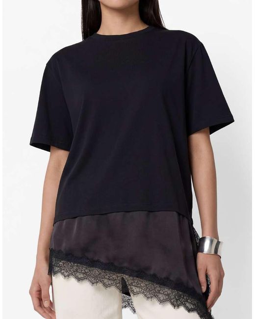 Noisy May Blue Oversized Asymmetric T-Shirt With Satin Detail