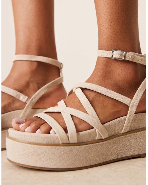 Asos Design Wide Fit Brown Taurus 2 Strappy Flatform Sandals