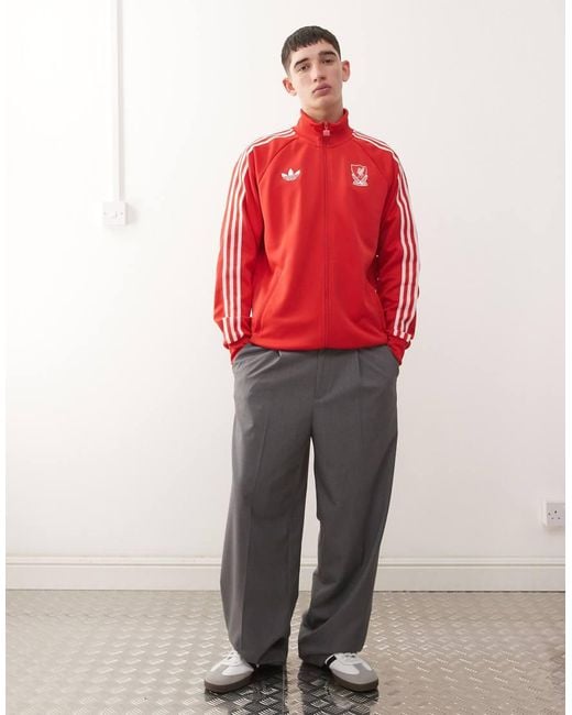 Adidas Originals Red Adidas Football Liverpool Full Zip Jacket