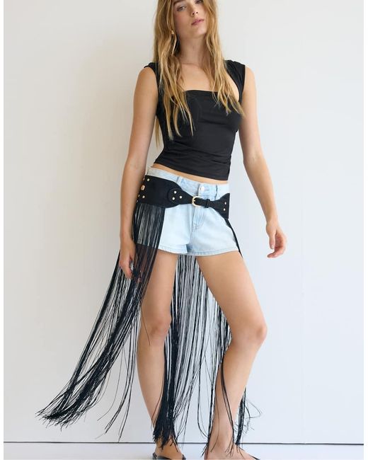 Stradivarius Blue Fringe Belt