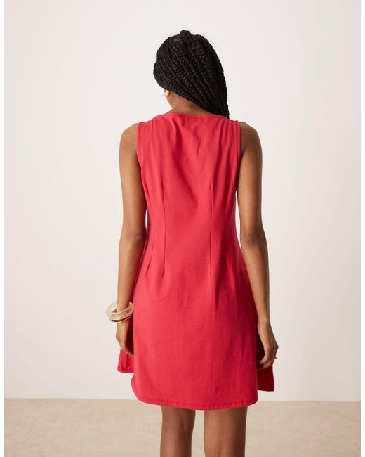 ASOS Red Sleeveless Seam Detail Mini Dress