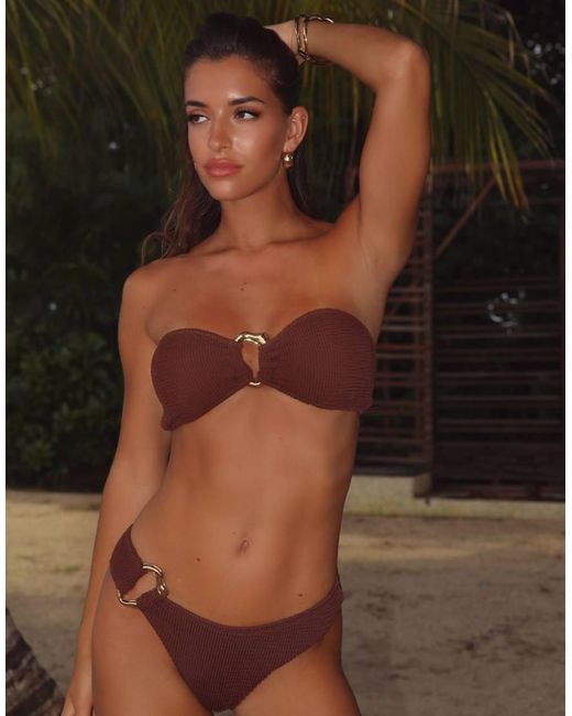 Moda Minx Brown Mangole Scrunch Fixed Bikini Bottoms