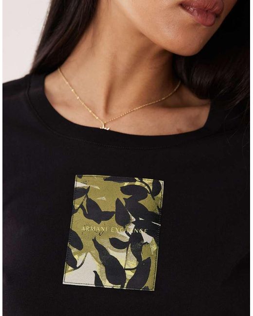 ARMANI EXCHANGE Black Patch Logo T-shirt