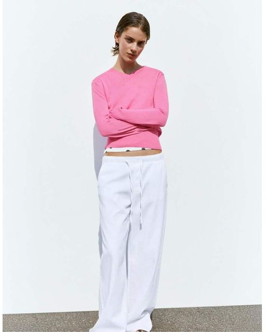 Pull&Bear Pink V-Neck Jumper