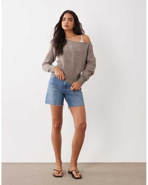Cotton On Natural Luxe Slouch Off Shoulder Long Sleeve Knit