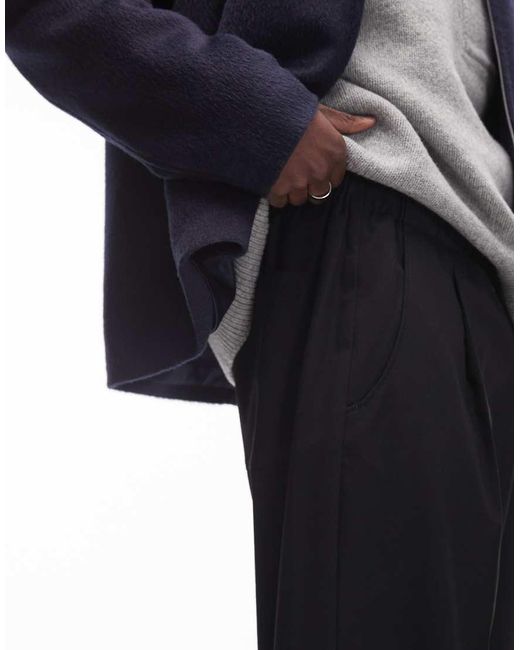 Pantaloni A Fondo Ampio Neri Con Allacciatura Elasticizzata di Topman in Blue da Uomo
