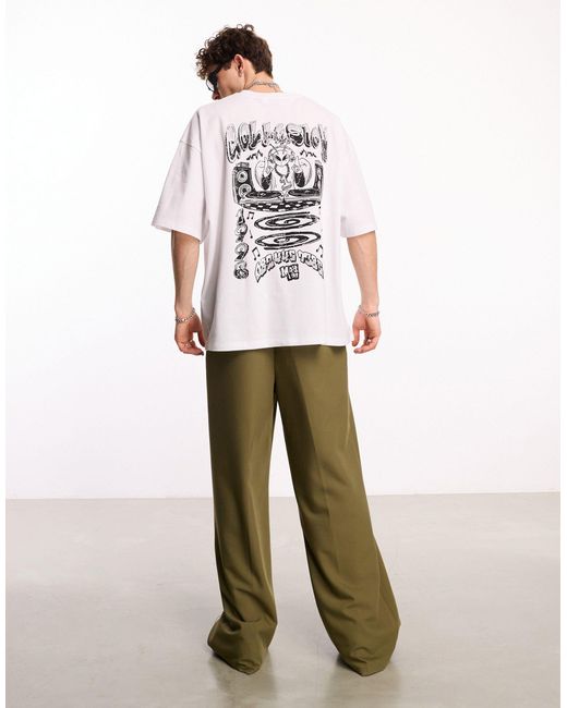 T-shirt graphique coupe skateur à imprimé alien Collusion pour homme en coloris White