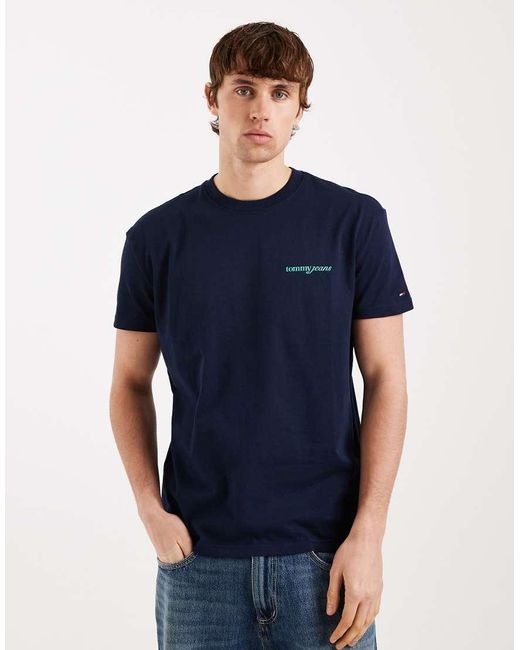 Tommy Hilfiger Blue Blurry Script Back Graphic T-shirt for men