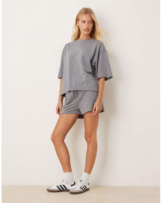 Jdy Gray Heavy Jersey Tee Co-ord