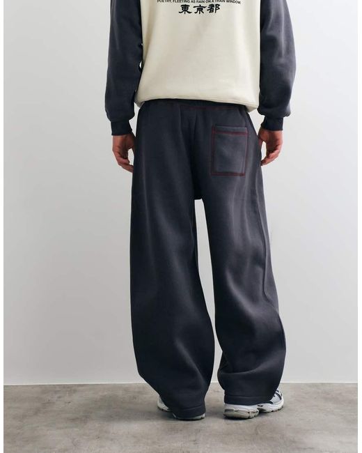 ASOS Blue Asos Desig Cocoon Fit jogger With Contrast Coverstitch Co for men