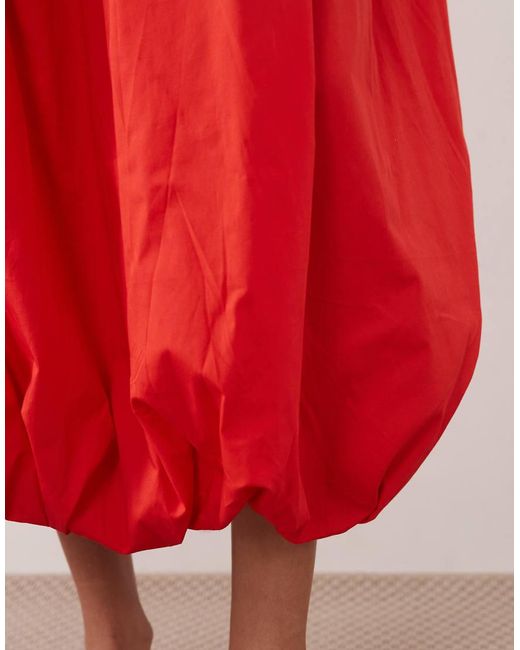 ASOS Red Dropped Waist Bubble Maxi Skirt