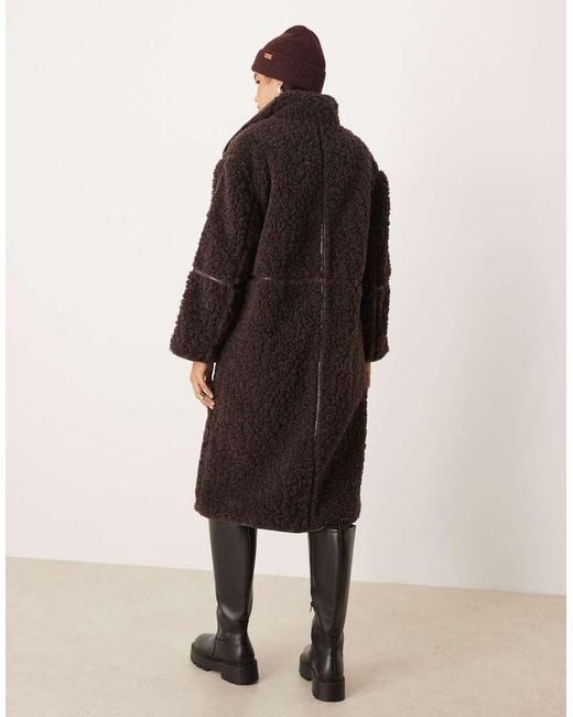 ASOS Natural Longline Shearling Coat