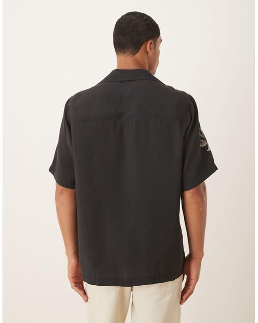 Camicia Comoda Nera Con Stampa A Fiori di ASOS in Black da Uomo