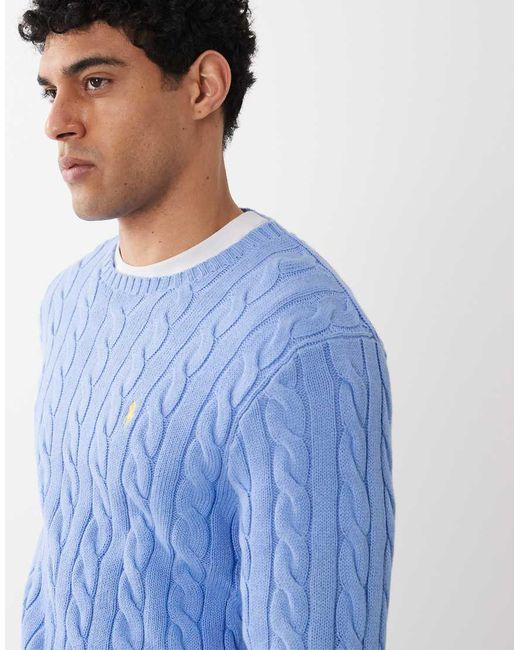 Polo Ralph Lauren Blue Icon Logo Cable Jumper for men