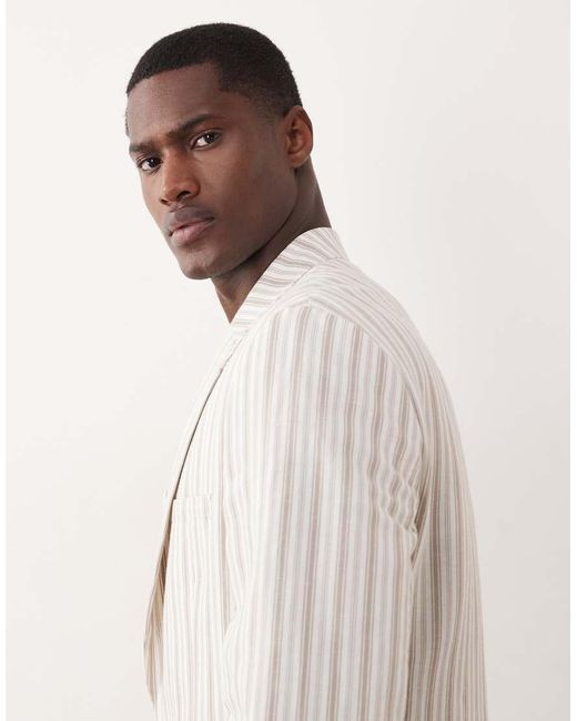ASOS Natural Slim Linen Blend Suit Jacket for men