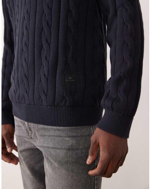 Paul Smith Blue Paul Smith Quarter Zip Cable Knit Jumper for men