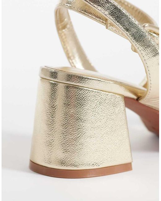 ASOS Metallic Hugo Knot Detailing Mid Block Heel Sandals