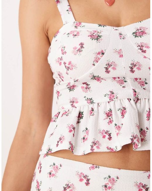 ASOS Multicolor Textured Milkmaid Cami Corset Top With Frill Hem