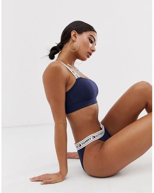 Tommy Hilfiger Logo Strap Bralette in Blue