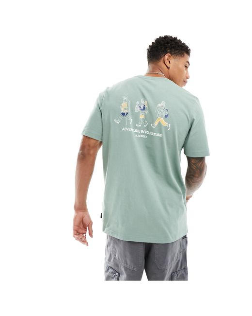 Adidas - terrex - t-shirt color salvia con stampa grafica sul retro di Adidas Originals in Green da Uomo