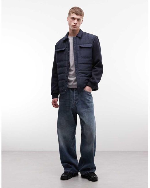ASOS Blue Regular Quilted Liner Jacket for men