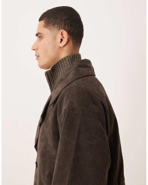 ASOS Brown Extreme Oversized Mid Length Jacket for men