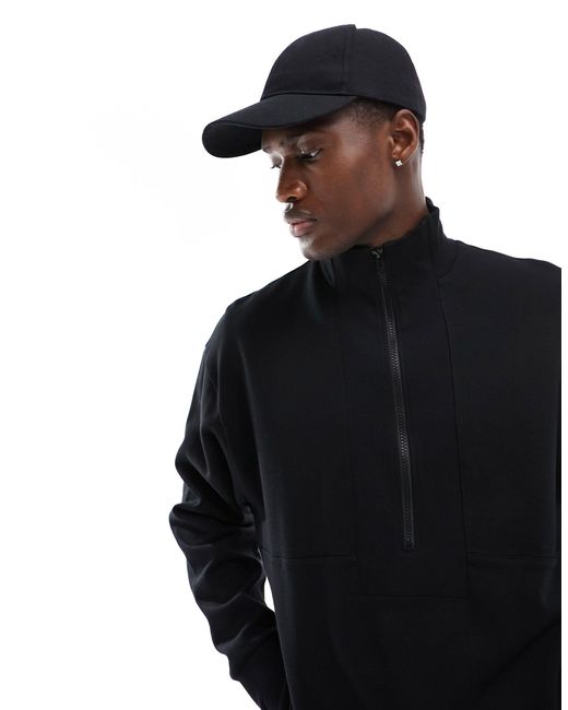 ASOS Black Oversized Half Zip Funnel Neck Sweatshirt for men