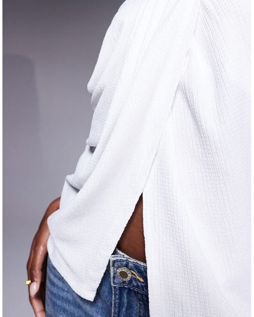 ASOS Blue Drape Detail Split Front Bandeau Top