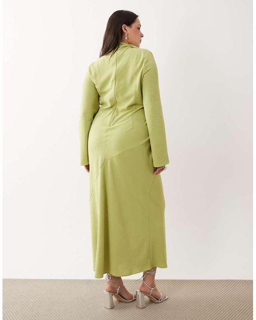ASOS Green Asos Design Curve High Neck Scarf Detail Maxi Dress