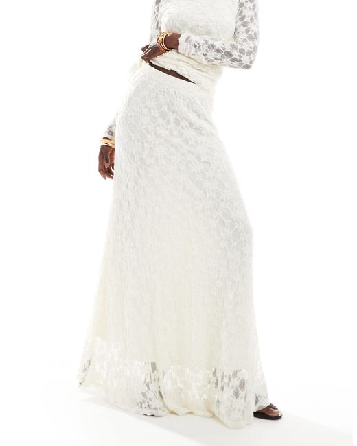 Threadbare White Lace Maxi Skirt