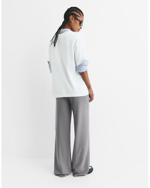 Pull&Bear White High Waist Smart Trousers
