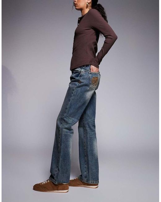 Juicy Couture Blue Skinny Diamante Logo Low Rise Jeans
