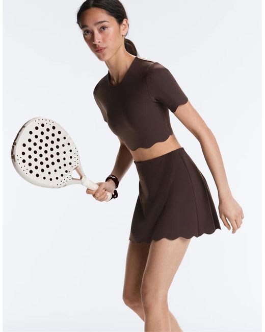 Oysho Brown Compressive Wavy Skirt