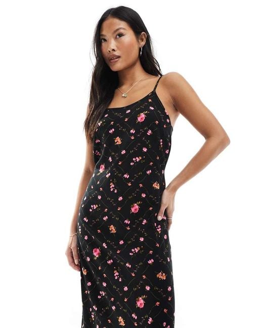 Miss Selfridge Black Strappy Scoop Neck Maxi Slip Dress